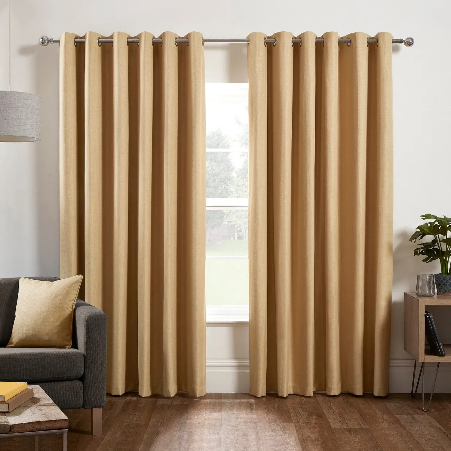 Hoxton Blackout Eyelet Curtains - Ochre