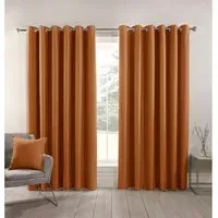 Hoxton Blackout Eyelet Curtains - Orange