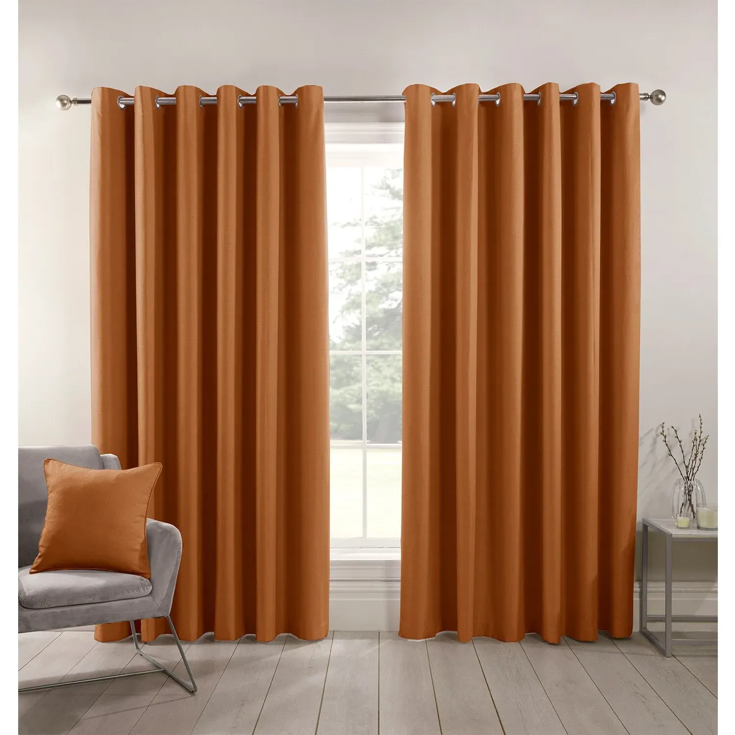Hoxton Blackout Eyelet Curtains - Orange