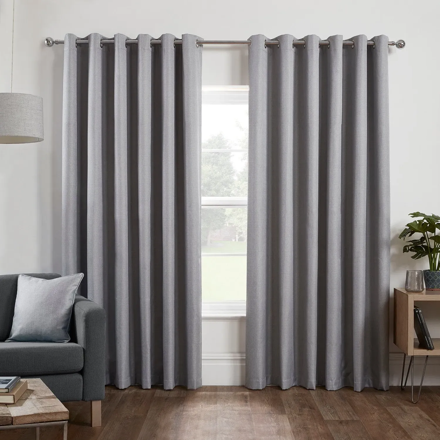 Hoxton Blackout Eyelet Curtains - Silver image