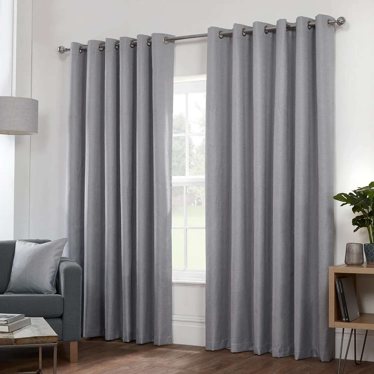Hoxton Blackout Eyelet Curtains - Silver