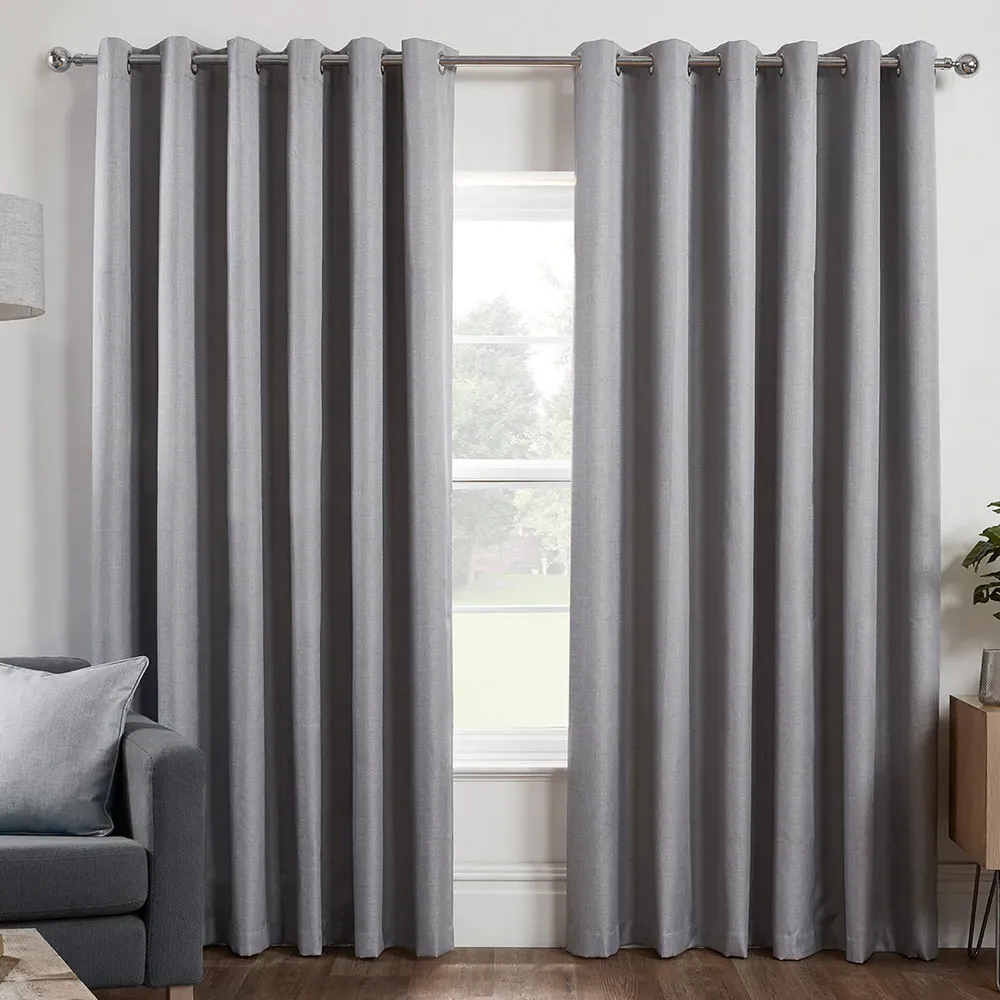 Hoxton Blackout Eyelet Curtains - Silver