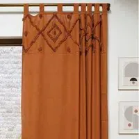 Inka Tufted Geo Panel Curtain - Rust