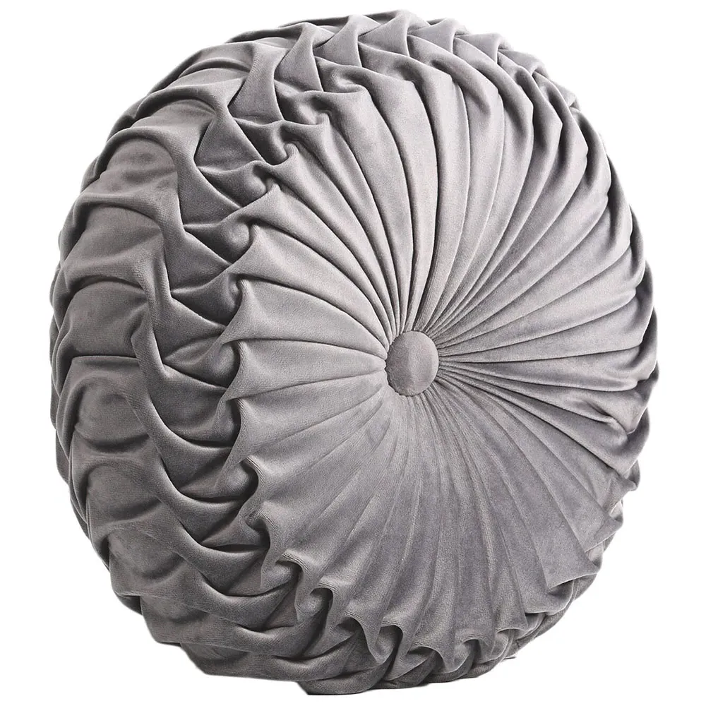 Isabel Round Pleated Cushion - Charcoal