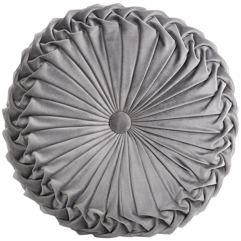 Isabel Round Pleated Cushion - Charcoal