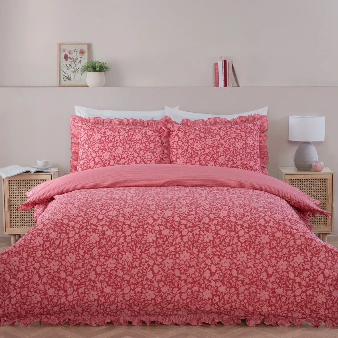 Isla Floral King Size Duvet Set - Pink