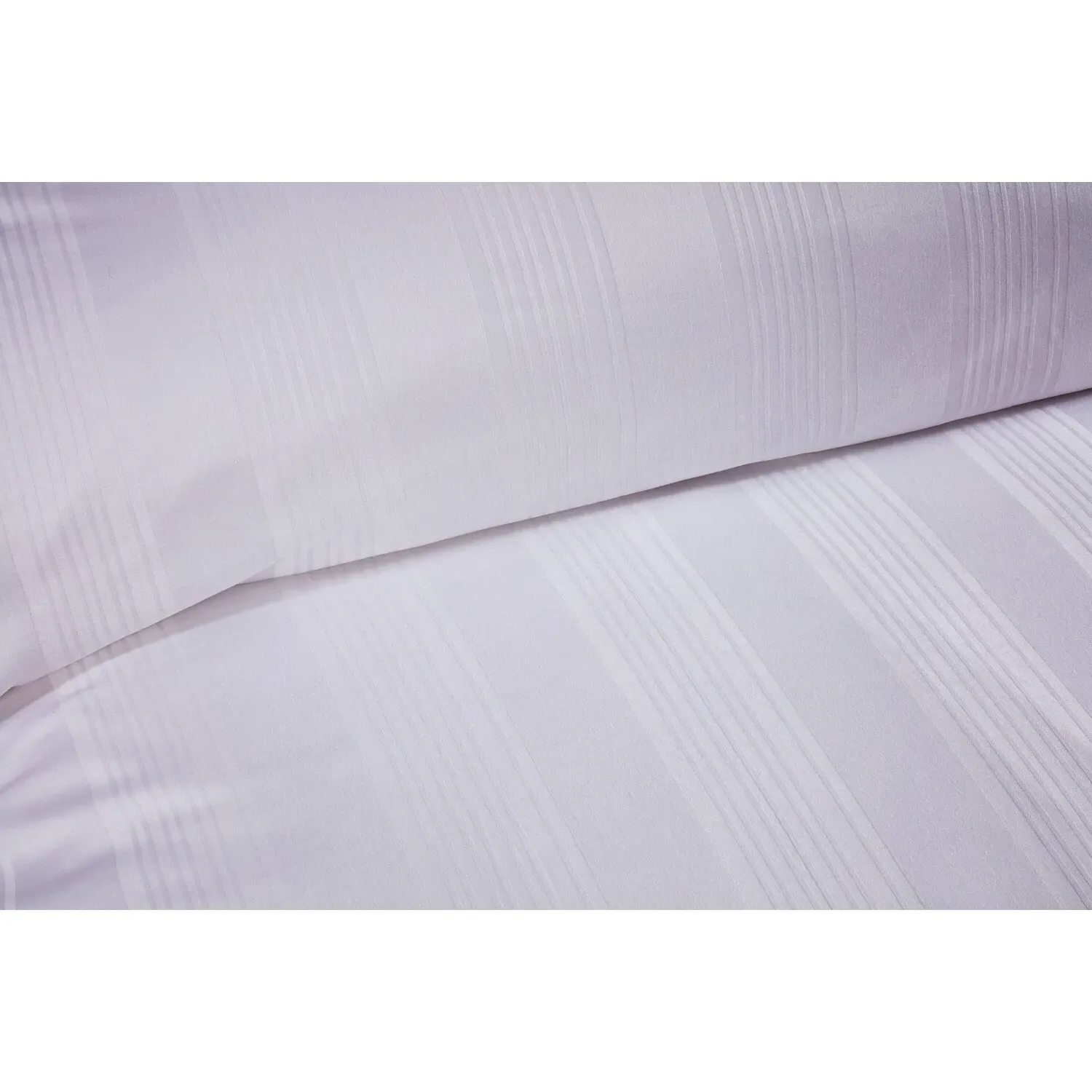 Islington Stripe Sateen King Size Duvet Cover Set - White