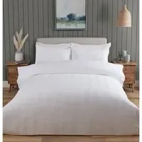 Islington Stripe Sateen Super King Duvet Cover Set - White