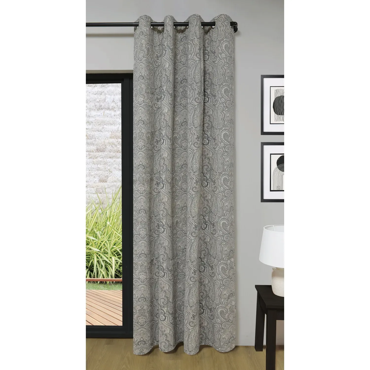 Jasmina Eyelet Panel Curtain - Grey