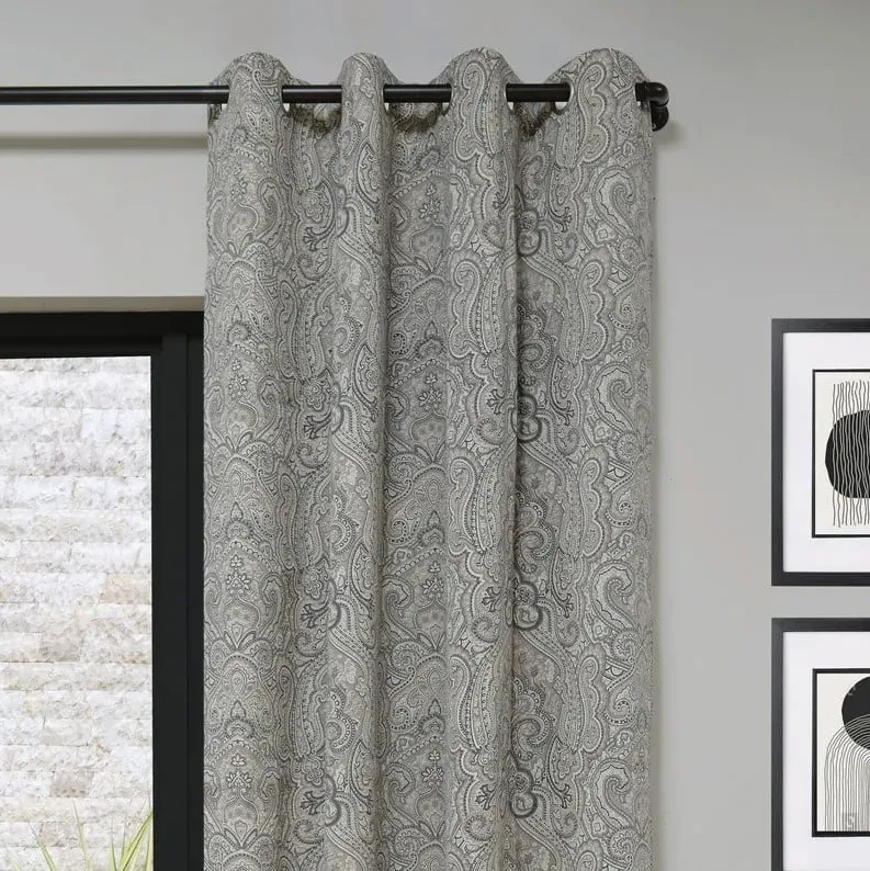 Jasmina Eyelet Panel Curtain - Grey image