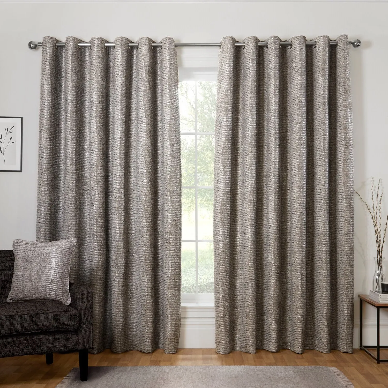 Kelston Eyelet Curtain - Silver