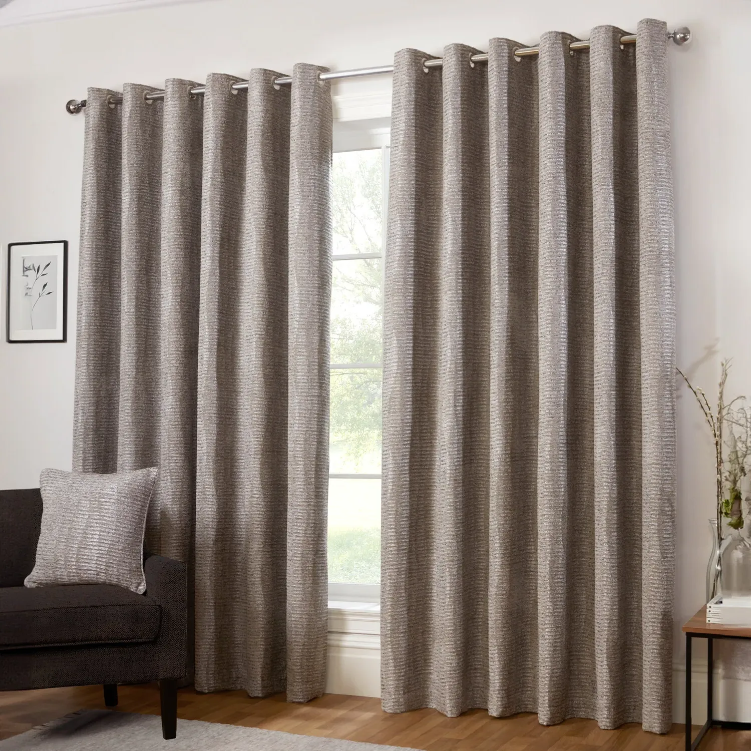 Kelston Eyelet Curtain - Silver