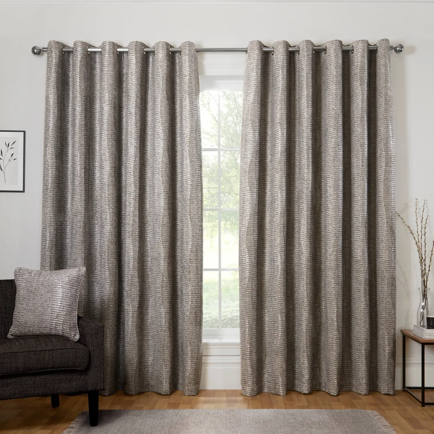 Kelston Eyelet Curtain - Silver