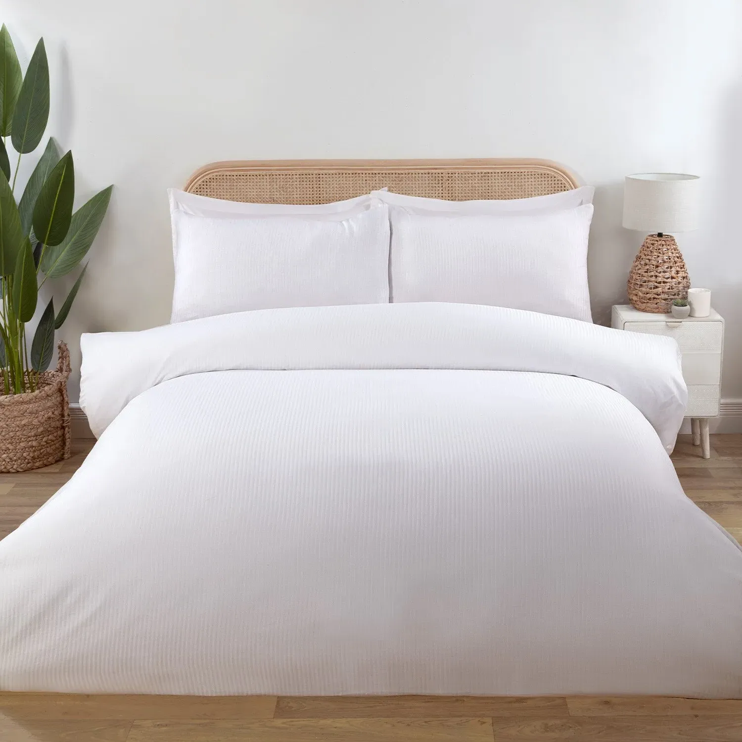 King Size Bamboo Cotton Duvet Cover Set - White