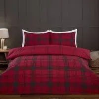 Kirkland Check King Duvet Cover and Pillowcase Set - Red