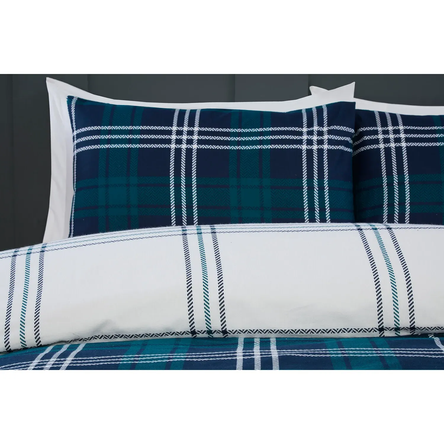 Kirkland Check Single Duvet Cover and Pillowcase Set - Navy