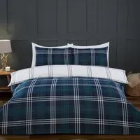 Kirkland Check Single Duvet Cover and Pillowcase Set - Navy