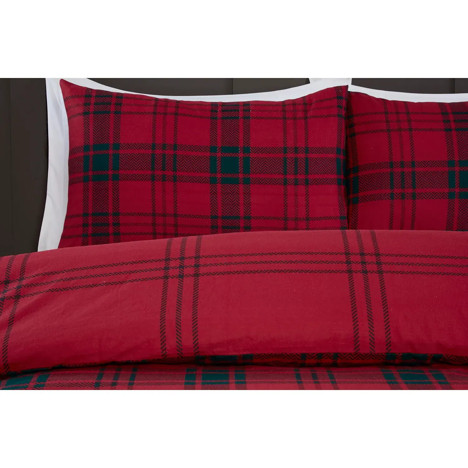 Kirkland Check Super King Duvet Cover and Pillowcase Set - Red