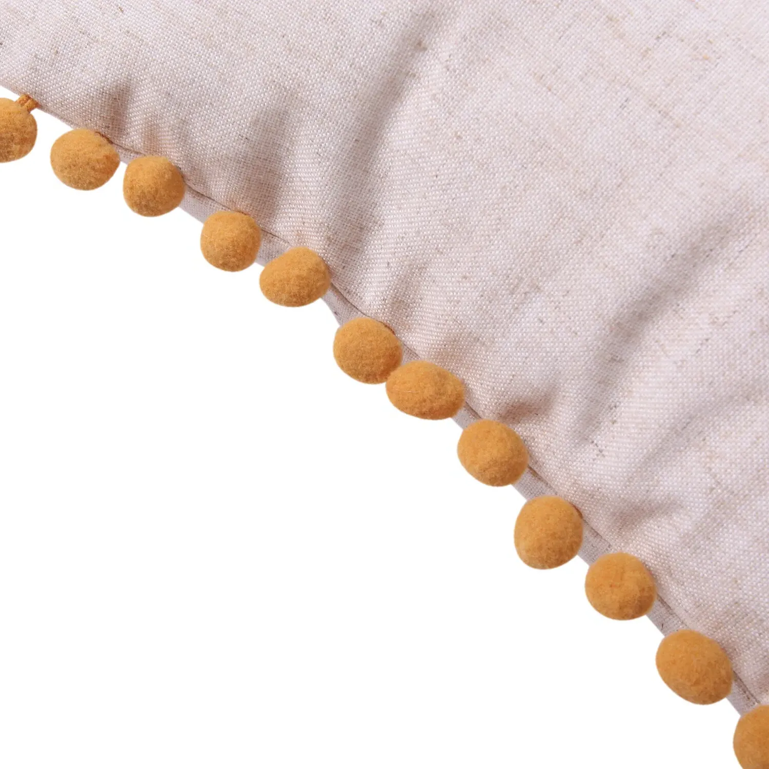 Lets Snuggle Pom Pom Cushion - Yellow, Linen Mix