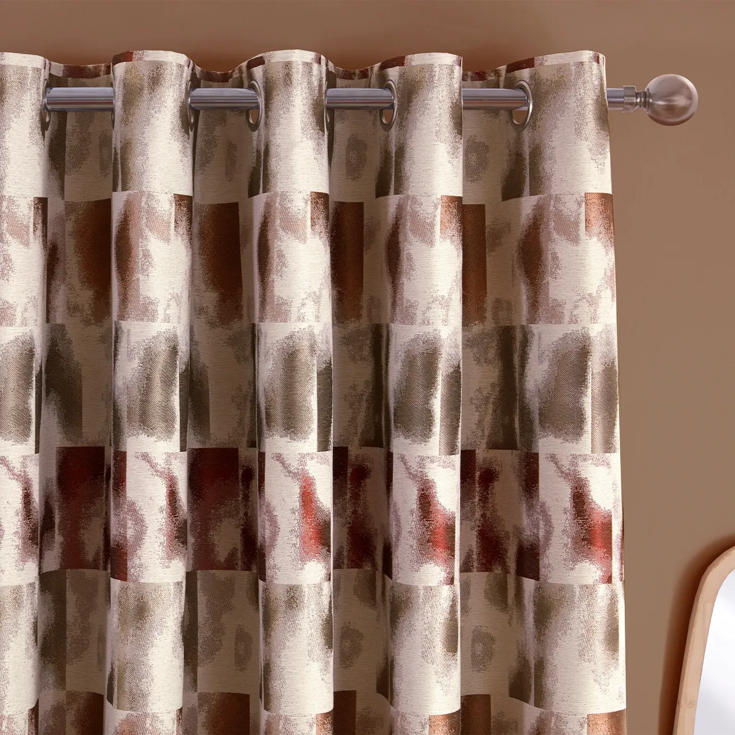 Maddox Geo Jacquard Curtain with Eyelets - Multicolour