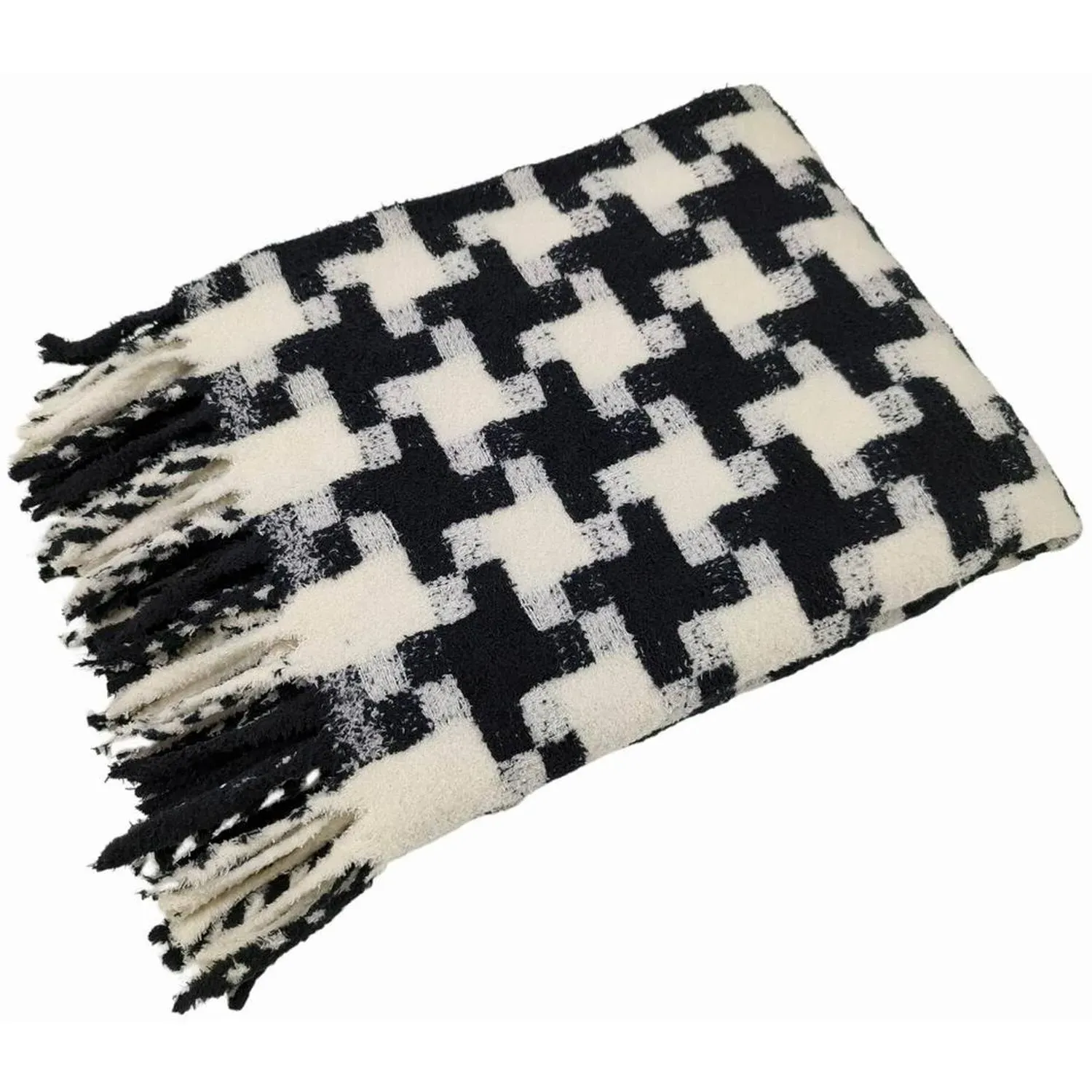 Madison Throw - Black and Cream, Polyester