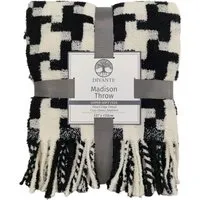 Madison Throw - Black and Cream, Polyester