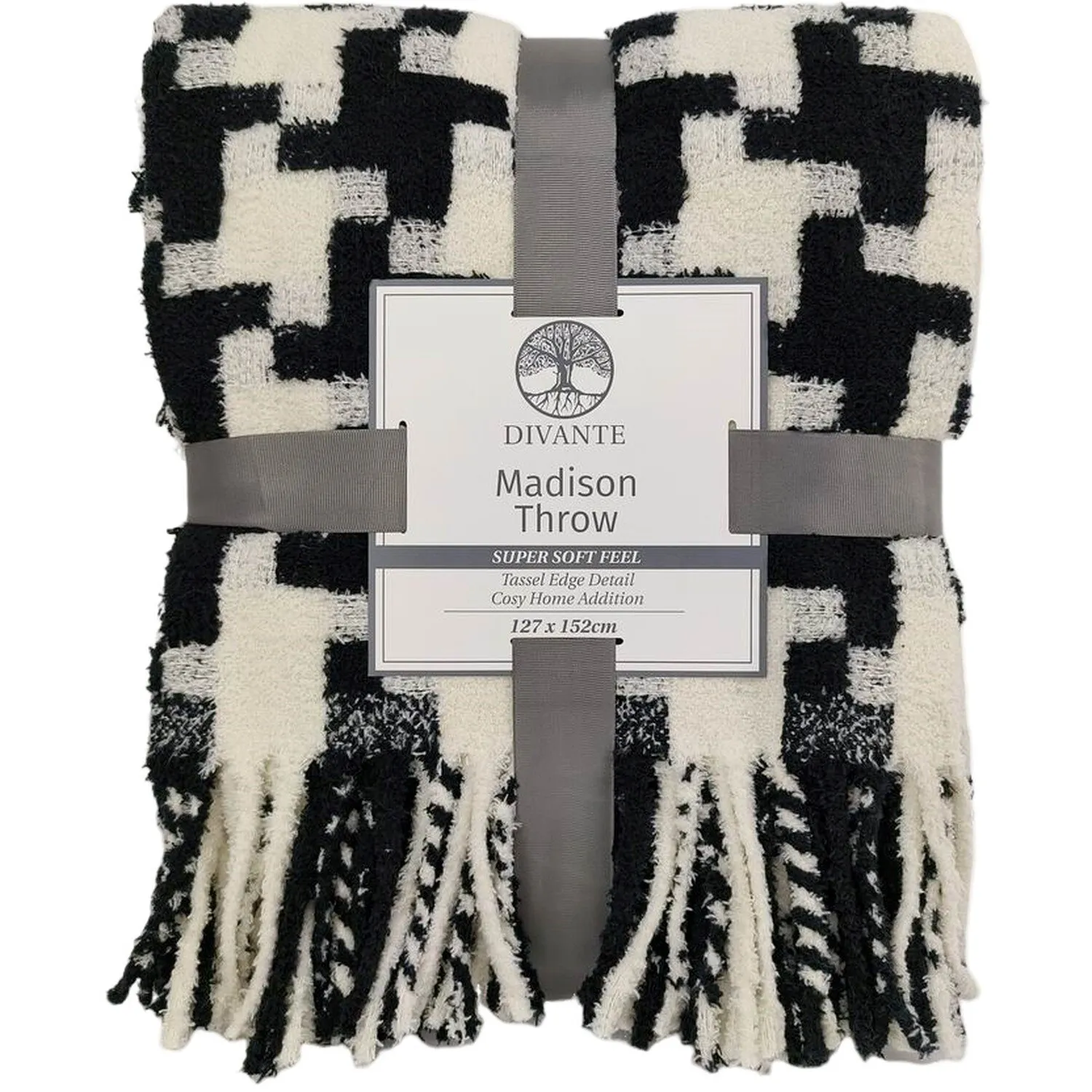 Madison Throw - Black and Cream, Polyester image