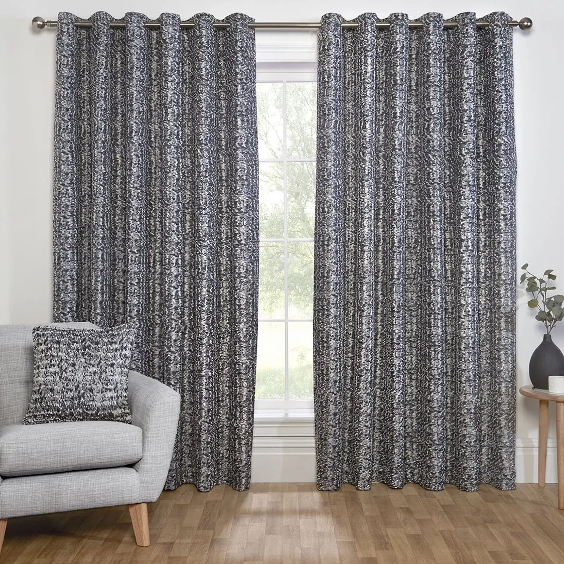 Maison Eyelet Curtain - Charcoal