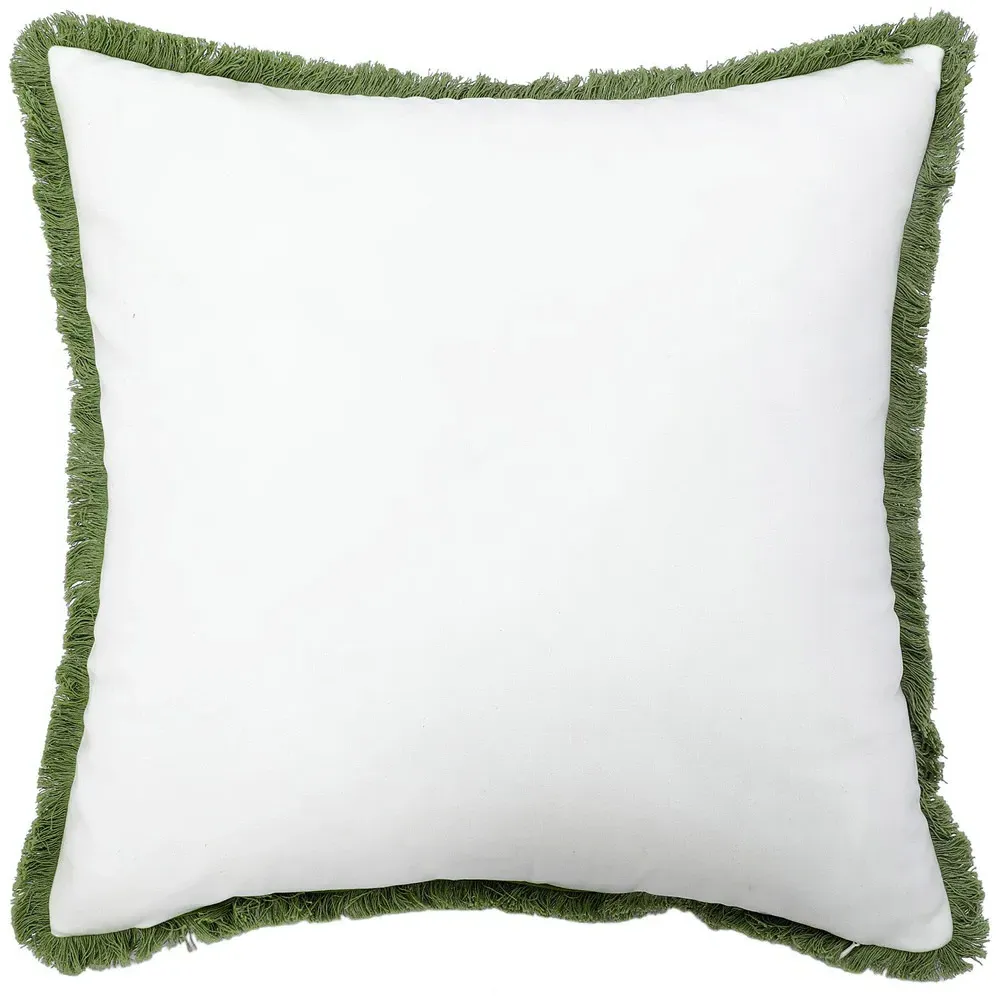 Malawi Palm Cushion with Fringe - Green
