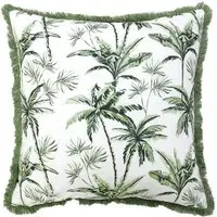 Malawi Palm Cushion with Fringe - Green