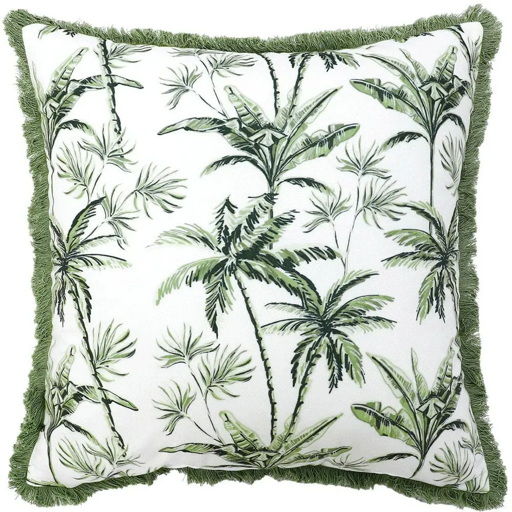 Malawi Palm Cushion with Fringe - Green image