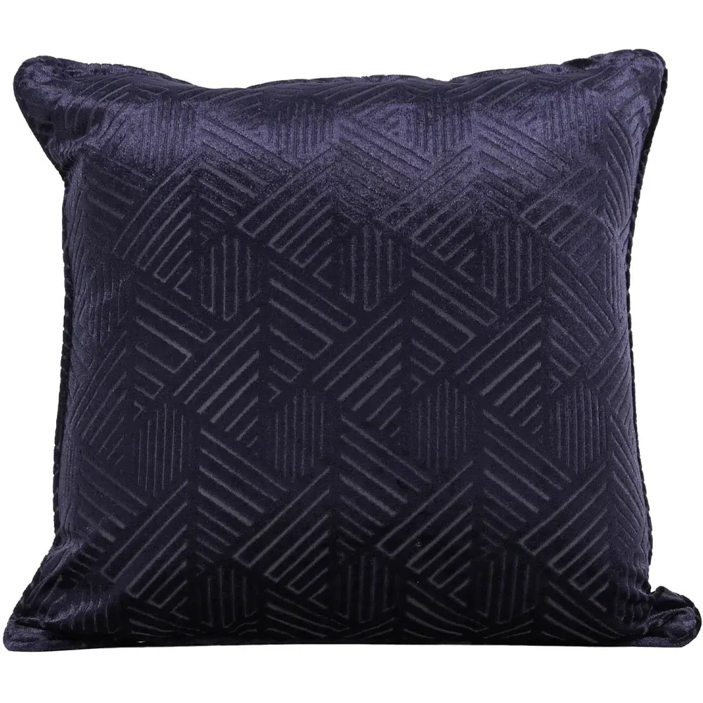 Malone Geometric Velvet Cushion - Black