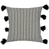 Margate Stripe Cushion with Tassels - Monochrome