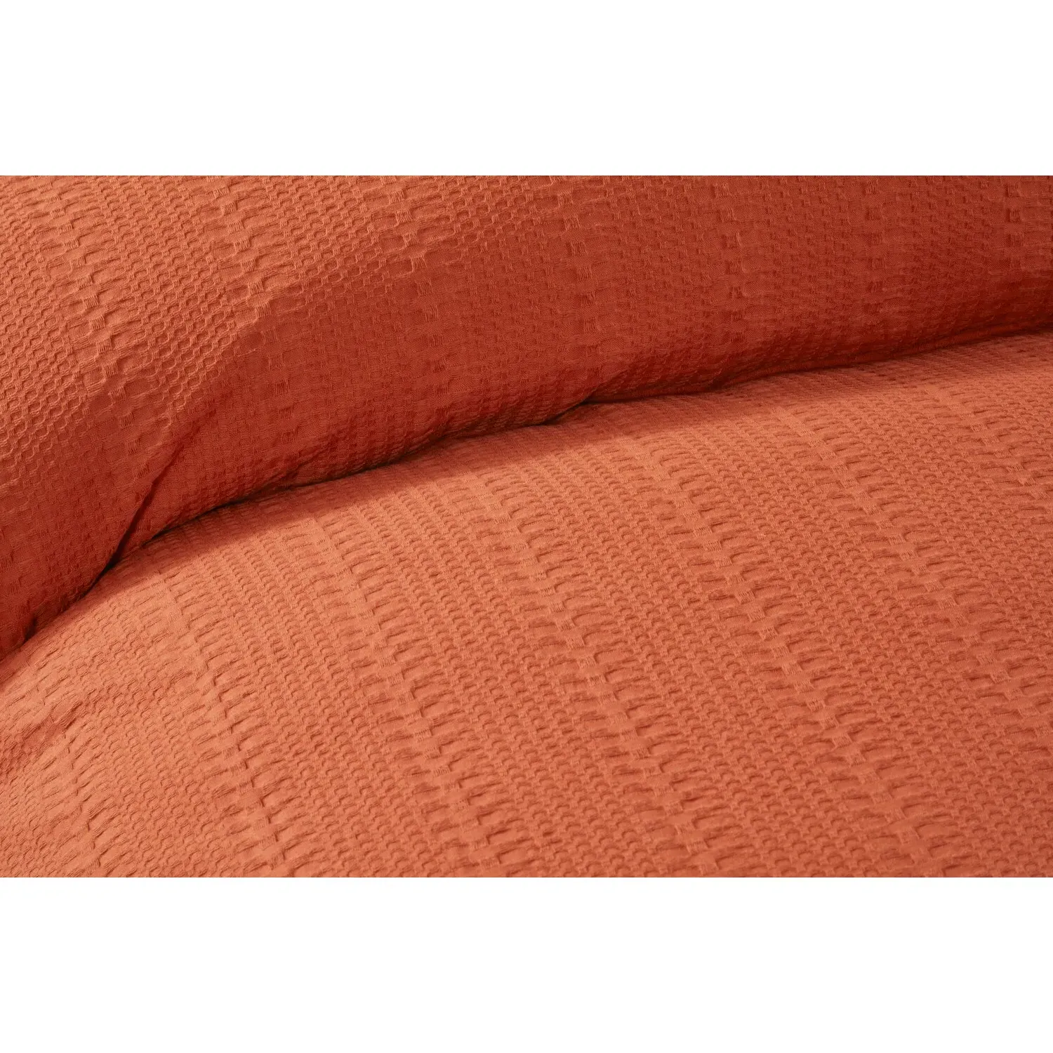 Merida Super King Waffle Stripe Duvet Set - Rust, Cotton