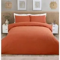 Merida Super King Waffle Stripe Duvet Set - Rust, Cotton