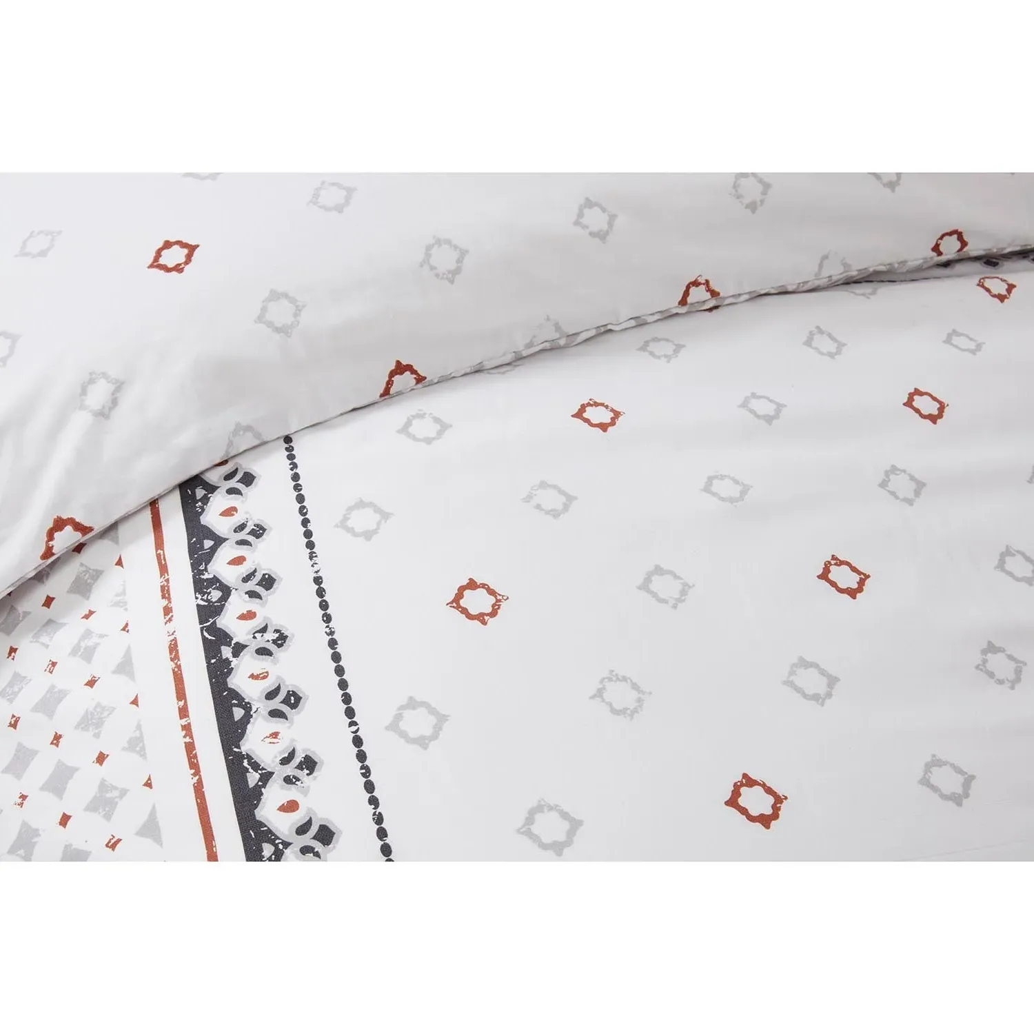 Metro Geo Fringe Super King Duvet Set - Grey, Cotton