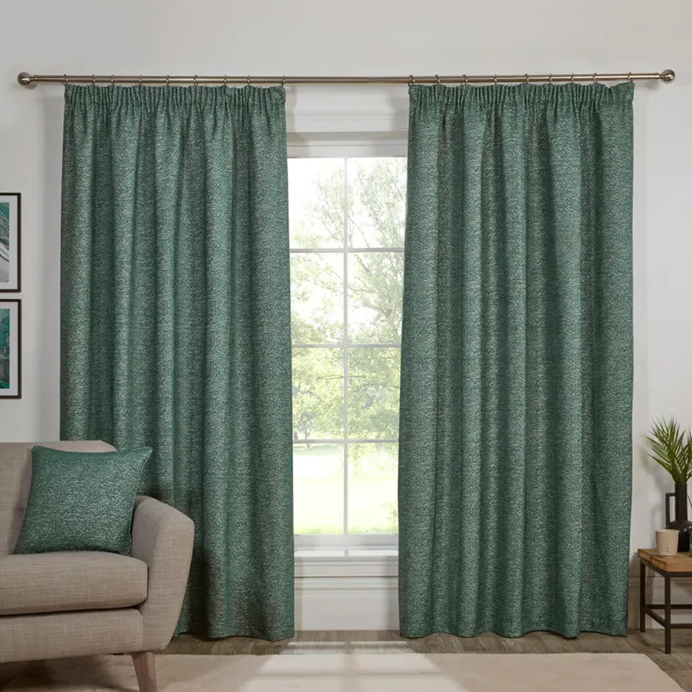 Montreal Chenille Taped Curtain - Green