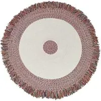 Multi Fringe Round Braided Rug - Brown