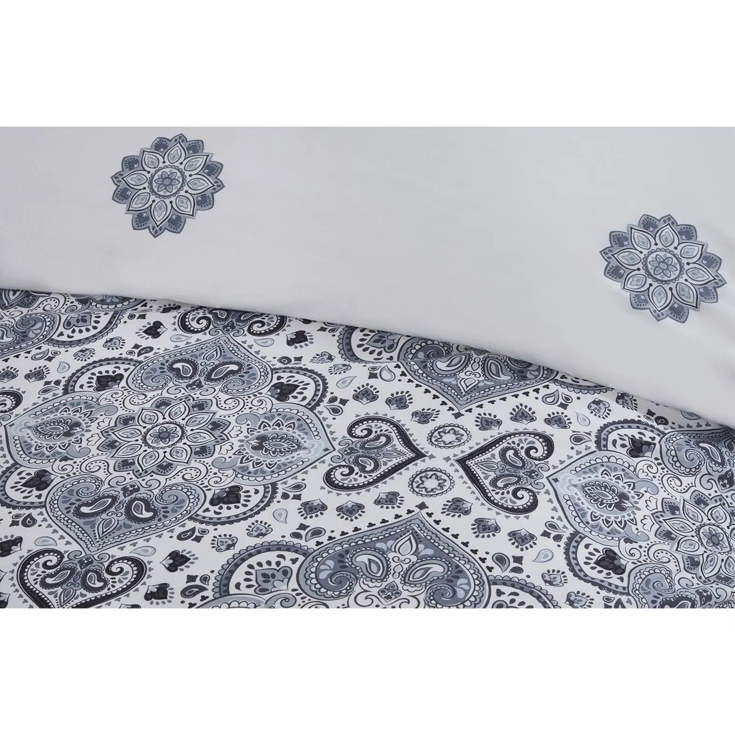 Nadia King Size Block Paisley Print Duvet Set - Multi