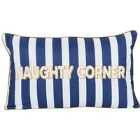 Naughty Corner Cushion - White and Blue