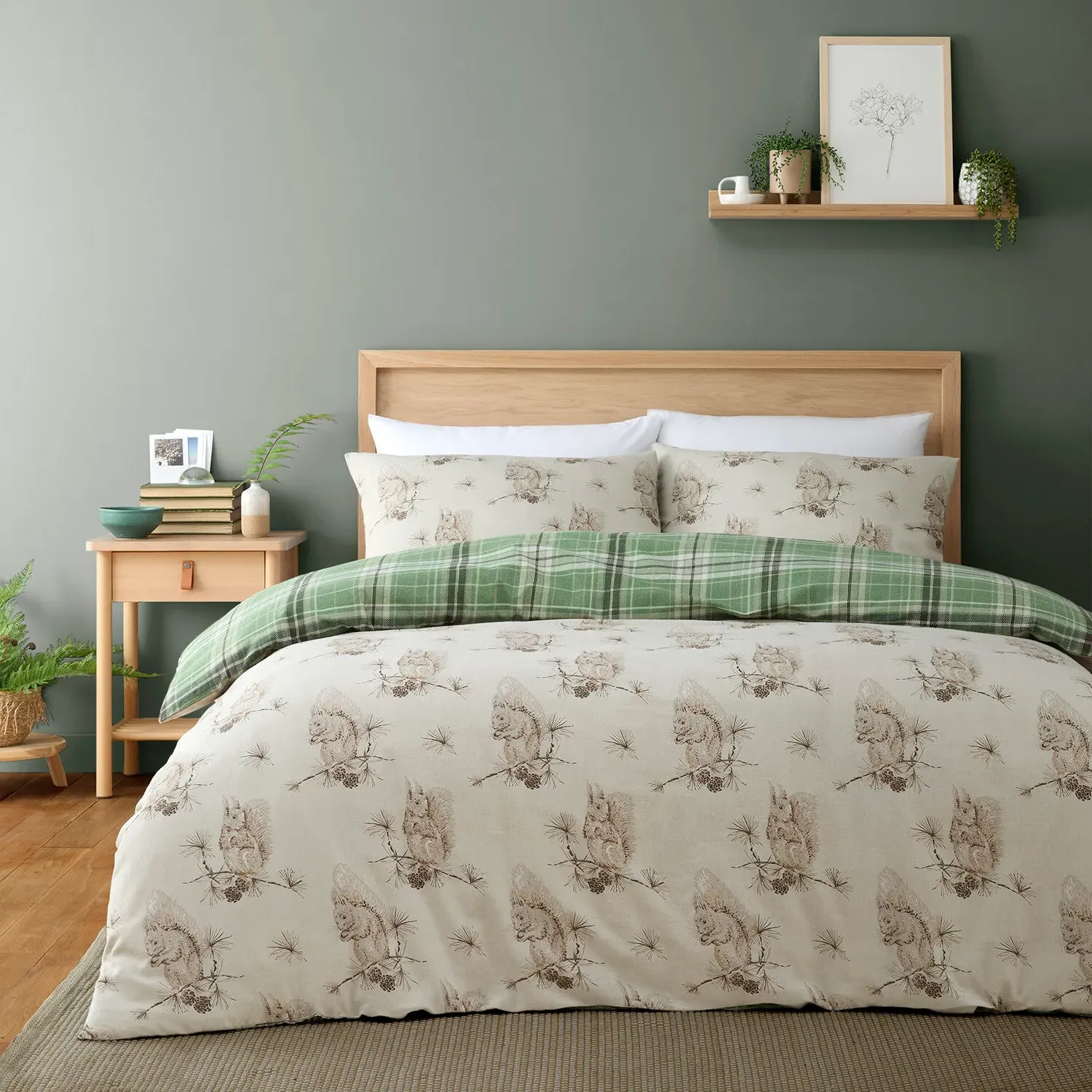 Newbridge Forest King Size Duvet Cover Set - Green