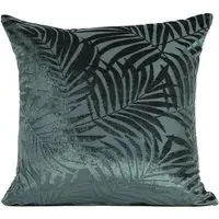Palm Velvet Jacquard Filled Cushion - Green