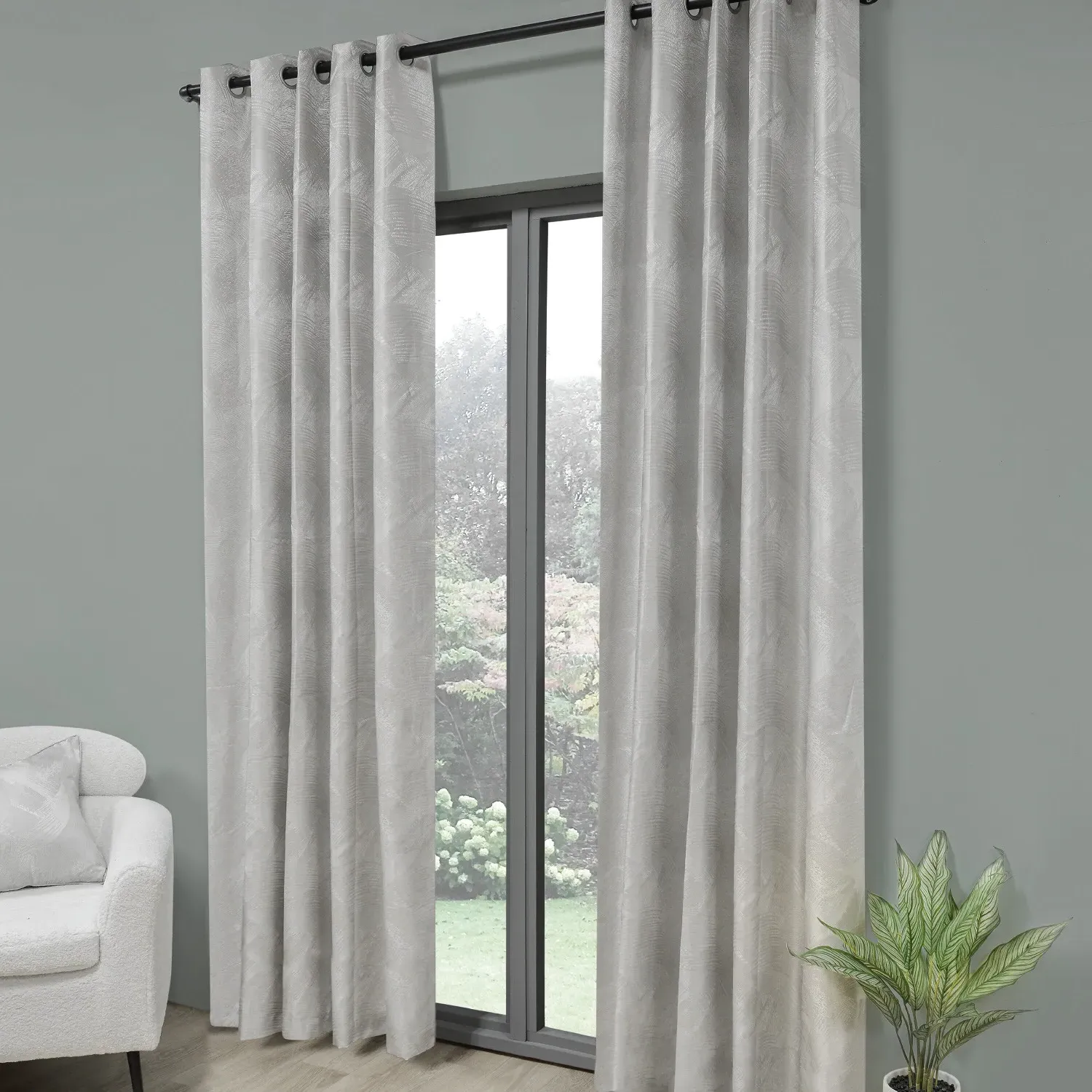 Phoenix Eyelet Curtain 168 x 183cm - Silver
