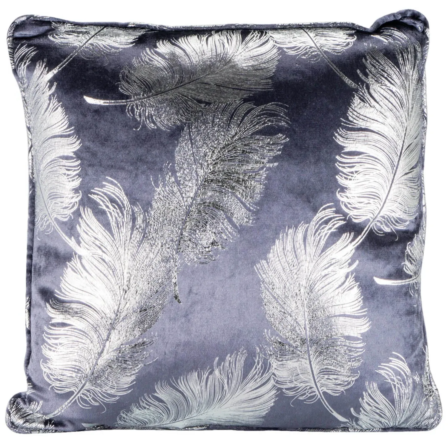 Plume Feather Cushion - Charcoal, Velvet image