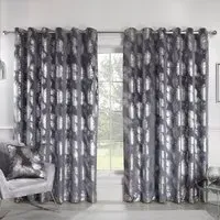 Plume Metallic Feather Curtains - Charcoal, Velvet
