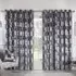 Plume Metallic Feather Eyelet Curtains - Charcoal, Velvet