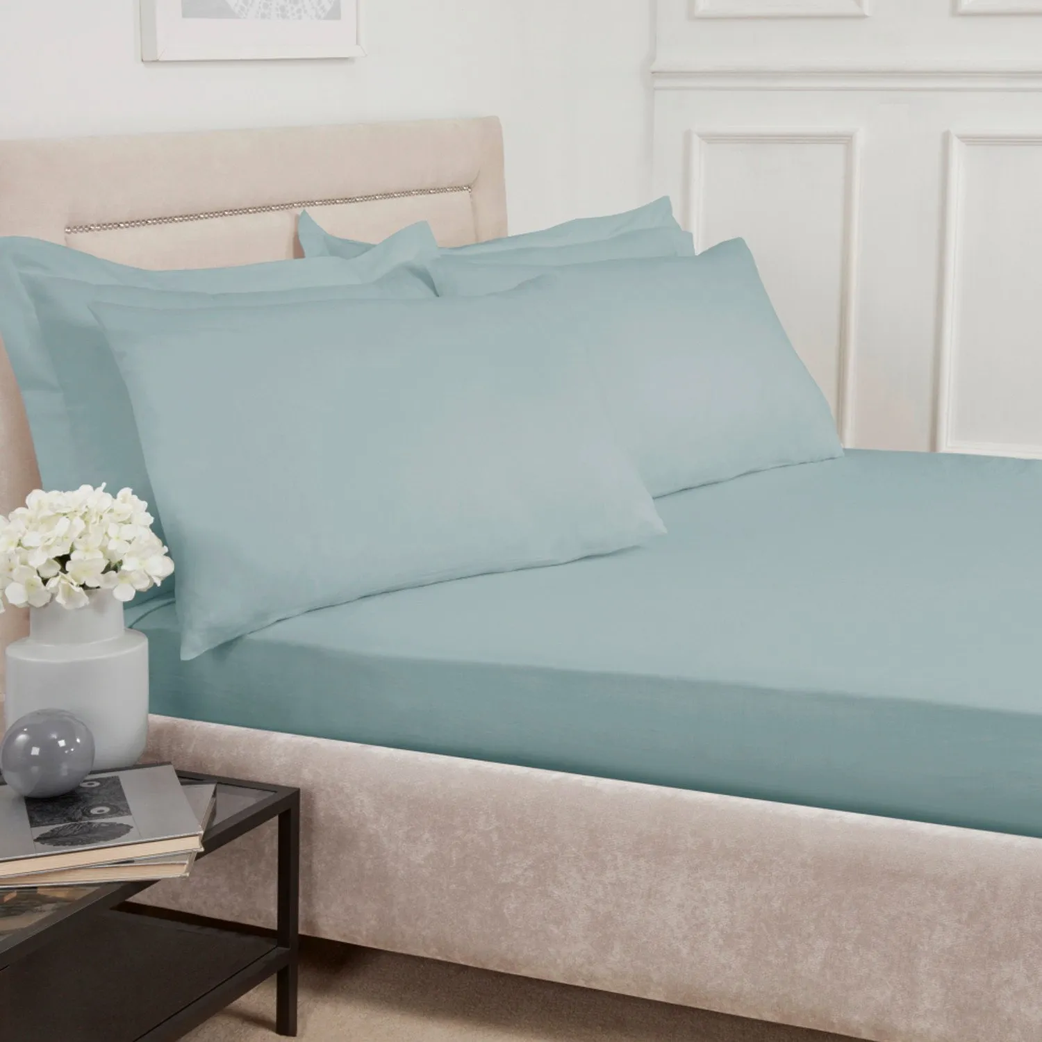 Polycotton King Fitted Sheet - Duck Egg