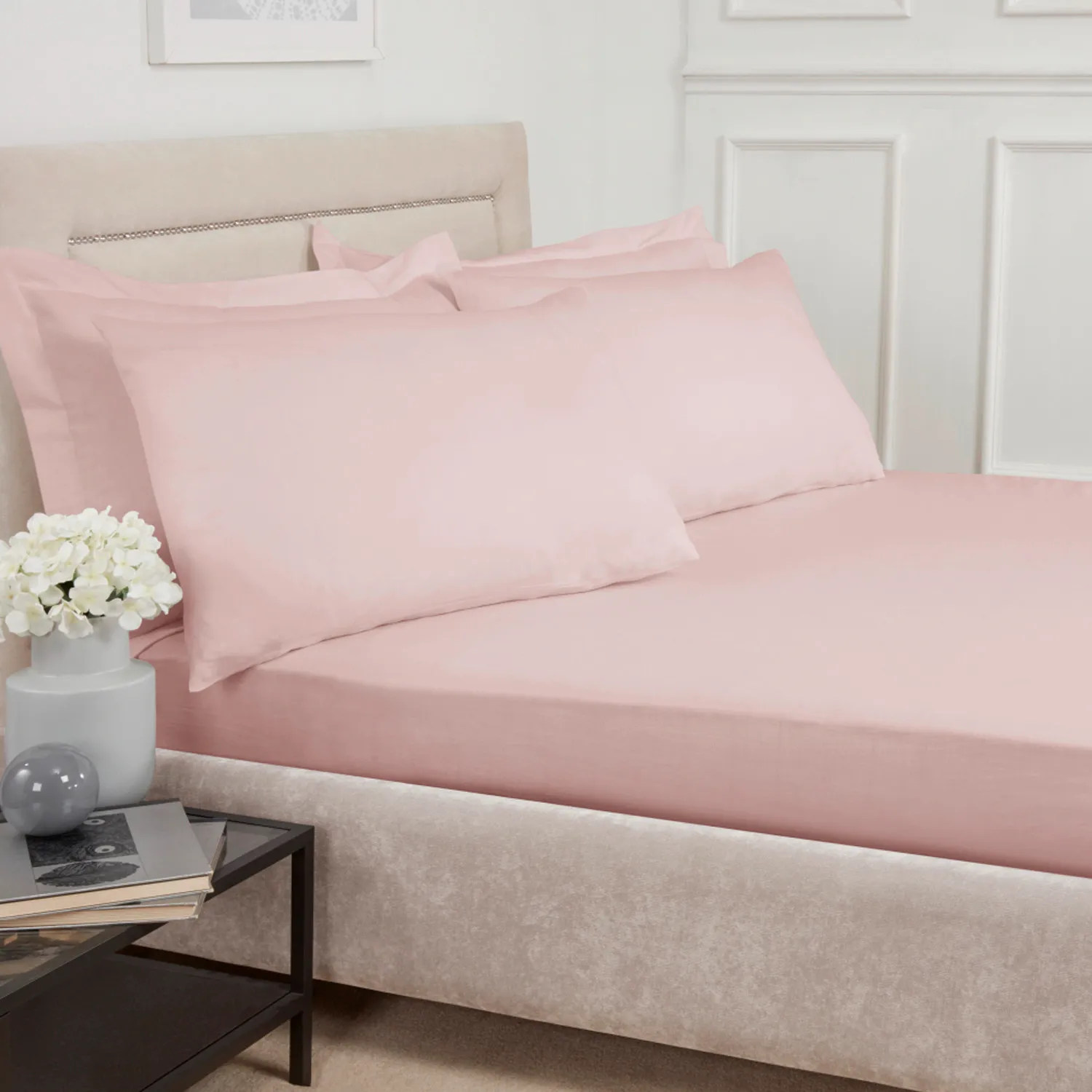 Polycotton King Size Fitted Sheet - Blush