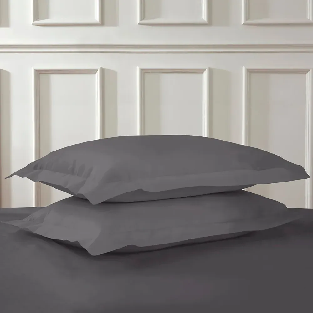 Polycotton Oxford Pillowcases - Charcoal