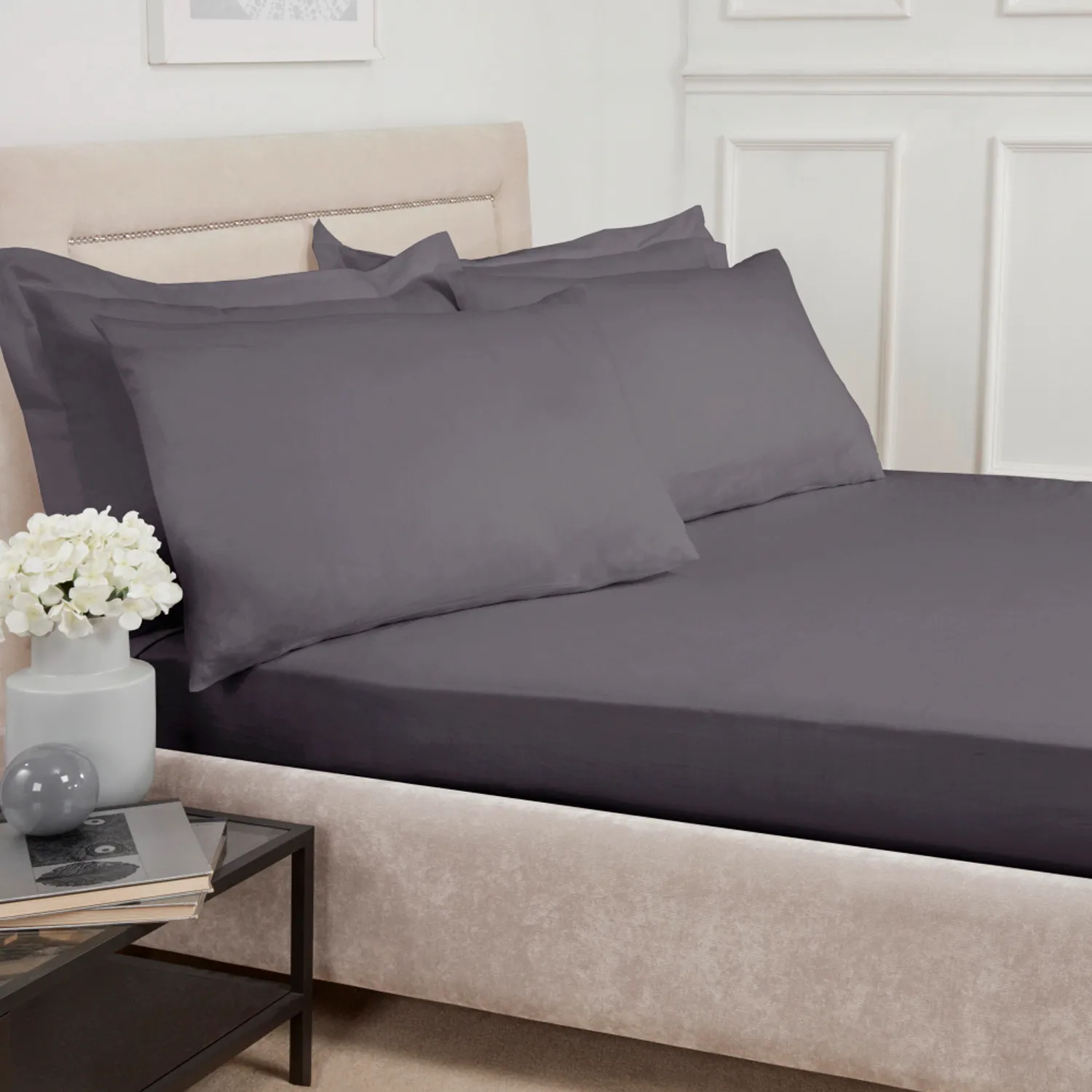 Polycotton Super King Fitted Sheet - Charcoal